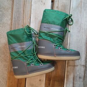 MARC JACOBS Designer Boots Winter Snow Lace Up Green Gray Size M